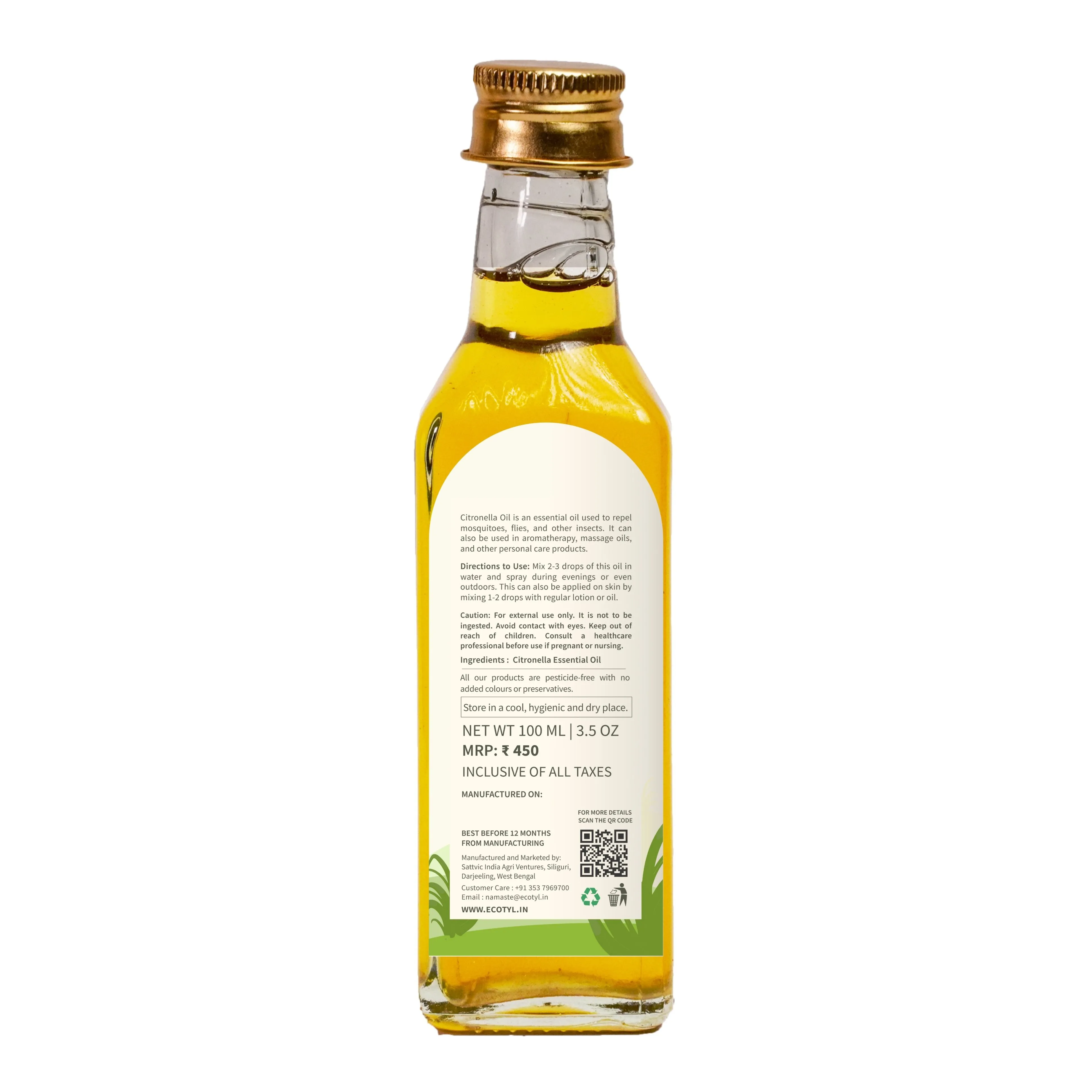 Citronella Oil Natural Mosquito & Insect Repellent Toxin Free