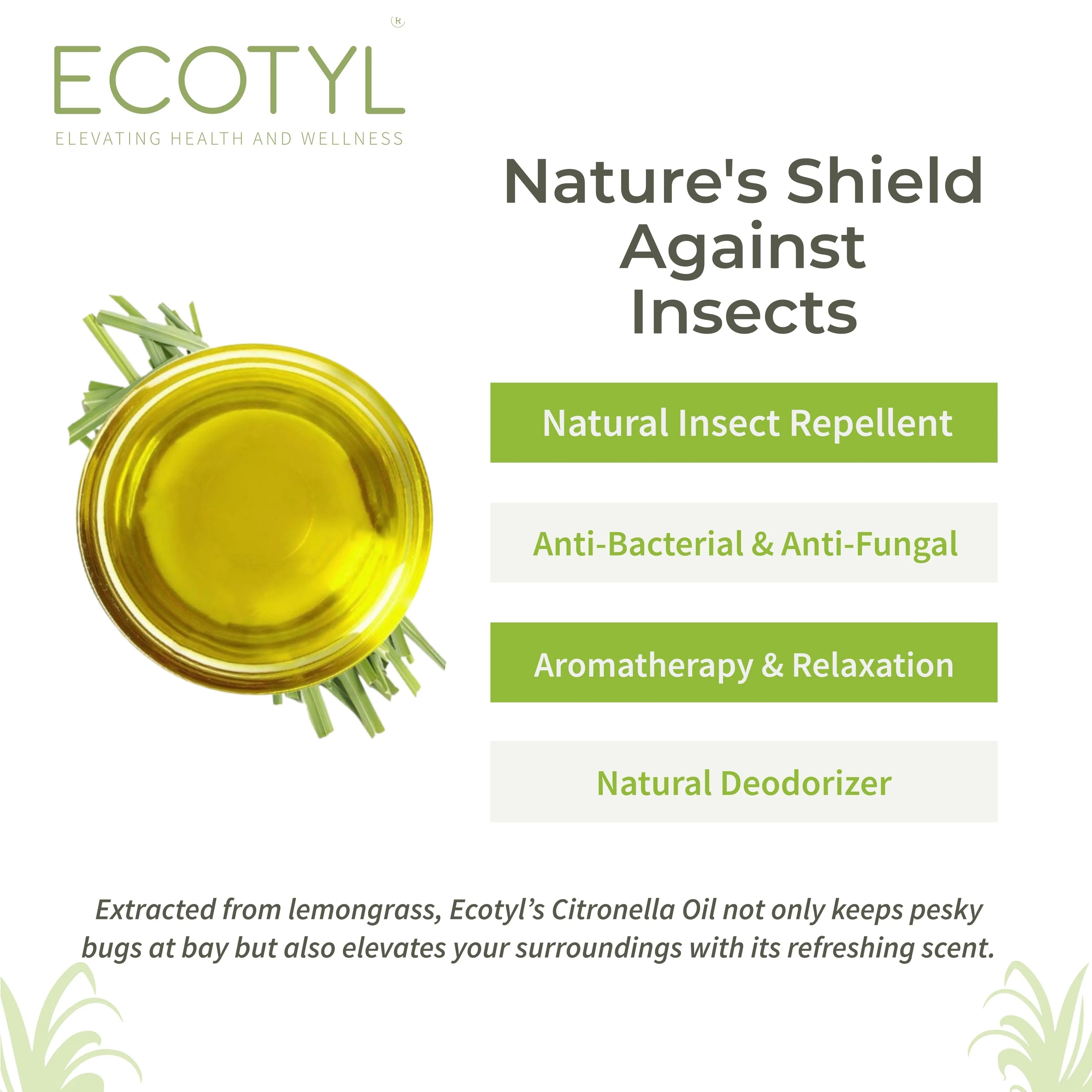 Citronella Oil Natural Mosquito & Insect Repellent Toxin Free