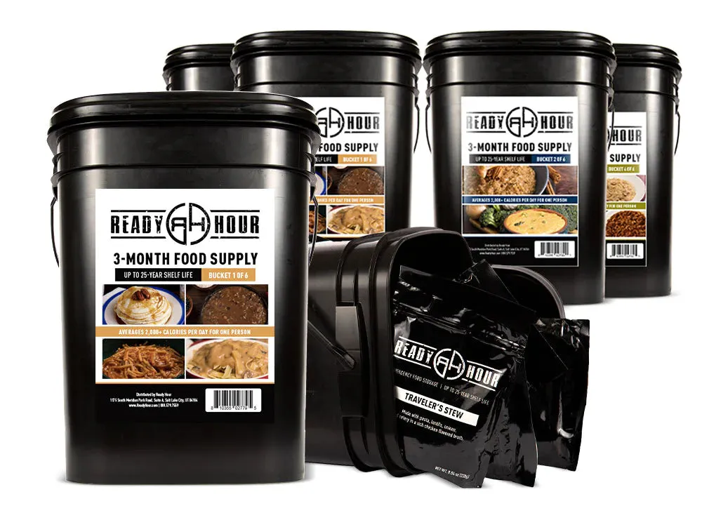 MEGA 3-Month Emergency Food & Protein Supply (2,500  calories/day, 33 different food pouch varieties)