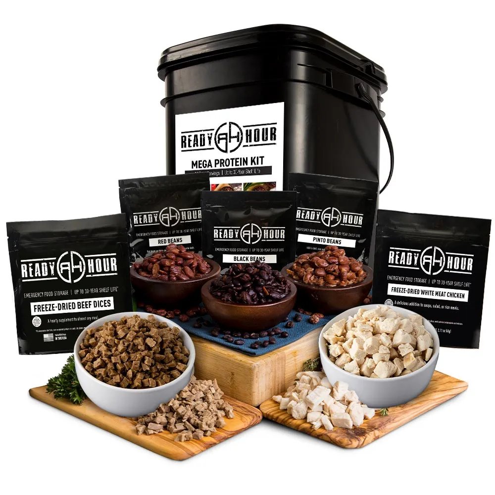 MEGA 3-Month Emergency Food & Protein Supply (2,500  calories/day, 33 different food pouch varieties)