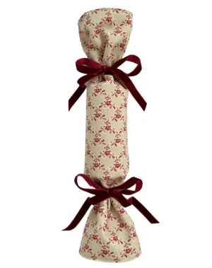 Party Popper/Holiday Cracker - Vintage Climbing Rose Trellis Textile with Merlot Velvet Bows