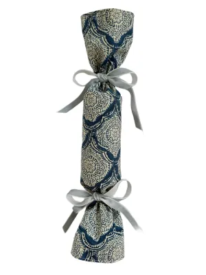 Party Popper/Holiday Cracker - Vintage Jaipur Textile with French Blue Velvet Bows