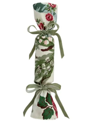 Party Popper/Holiday Cracker - Vintage Lily of the Valley Floral Chintz with Sage Green Velvet Bows